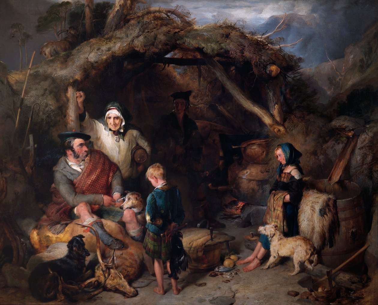 The Illicit Highland Whisky Still, ca. 1829 (olje på panel) av Edwin Landseer