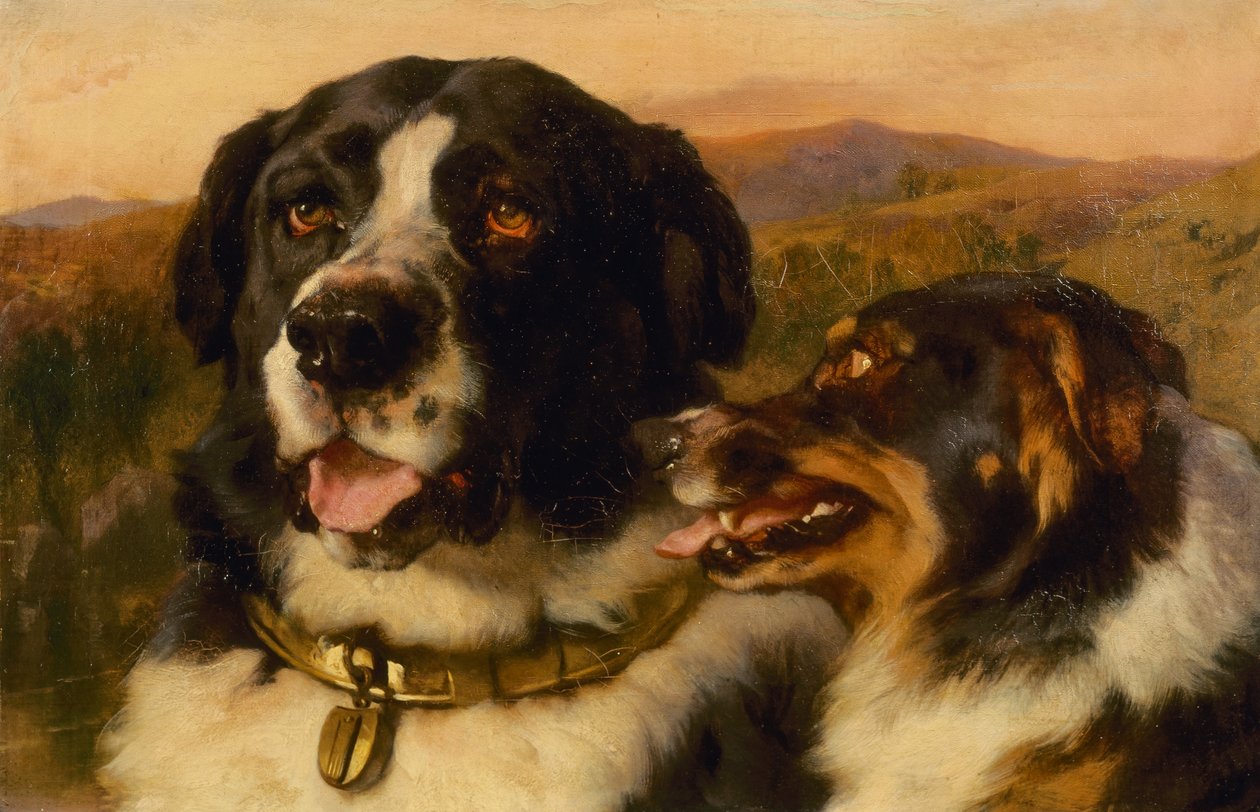 Twa-hundene (olje på lerret) av Edwin Landseer