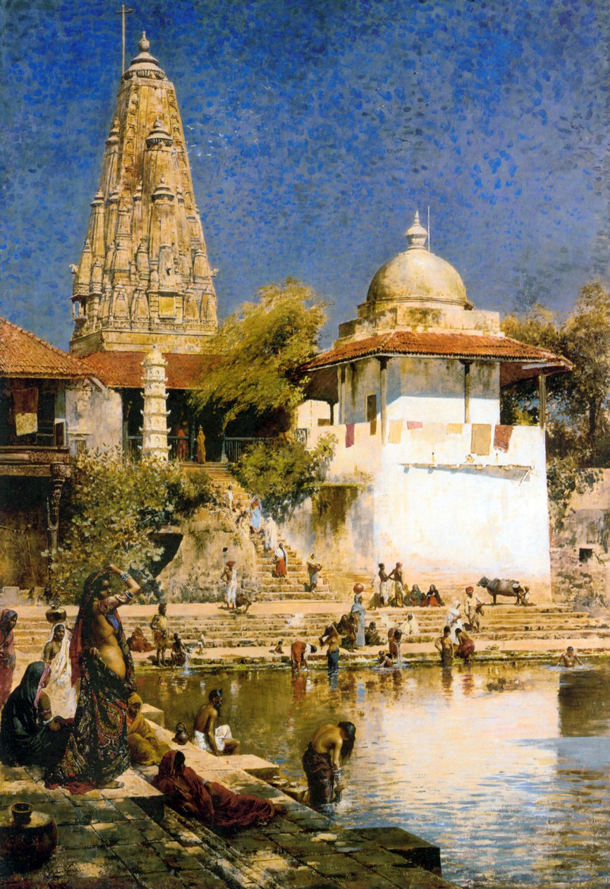 Banganga Tank og Walkeshwar Temple i Bombay, 1890-tallet. av Edwin Lord Weeks