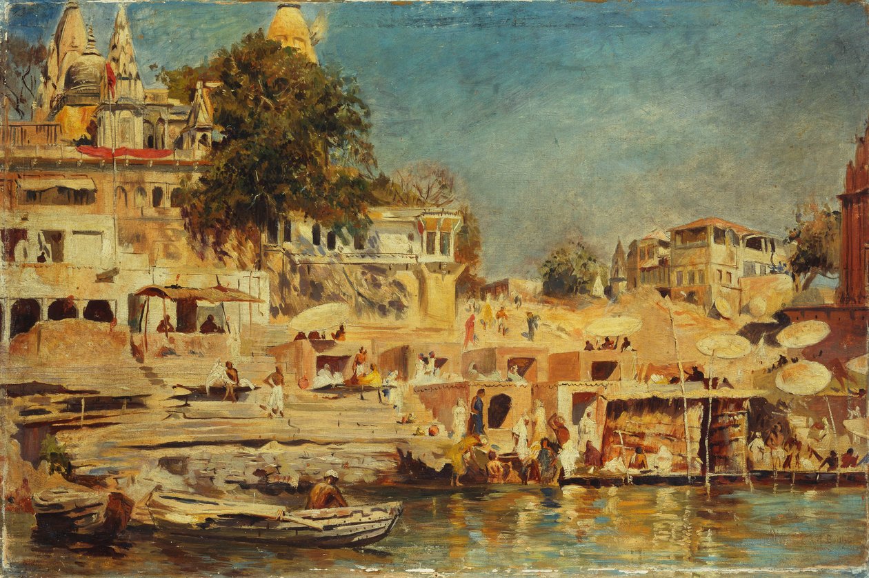 Utsikt over Ghats ved Benares, 1873 av Edwin Lord Weeks