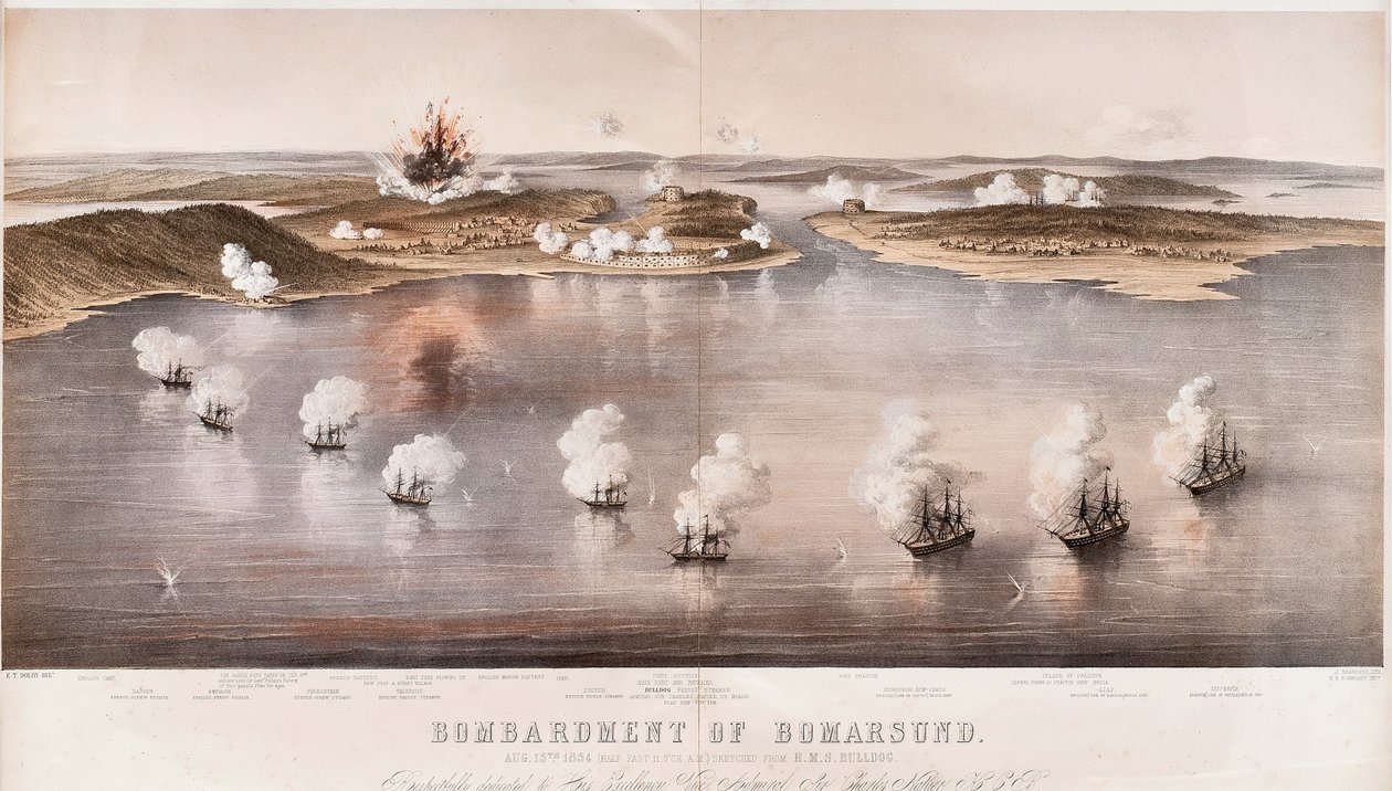 Bombardement av Bomarsund, 1854 av Edwin Thomas Dolby