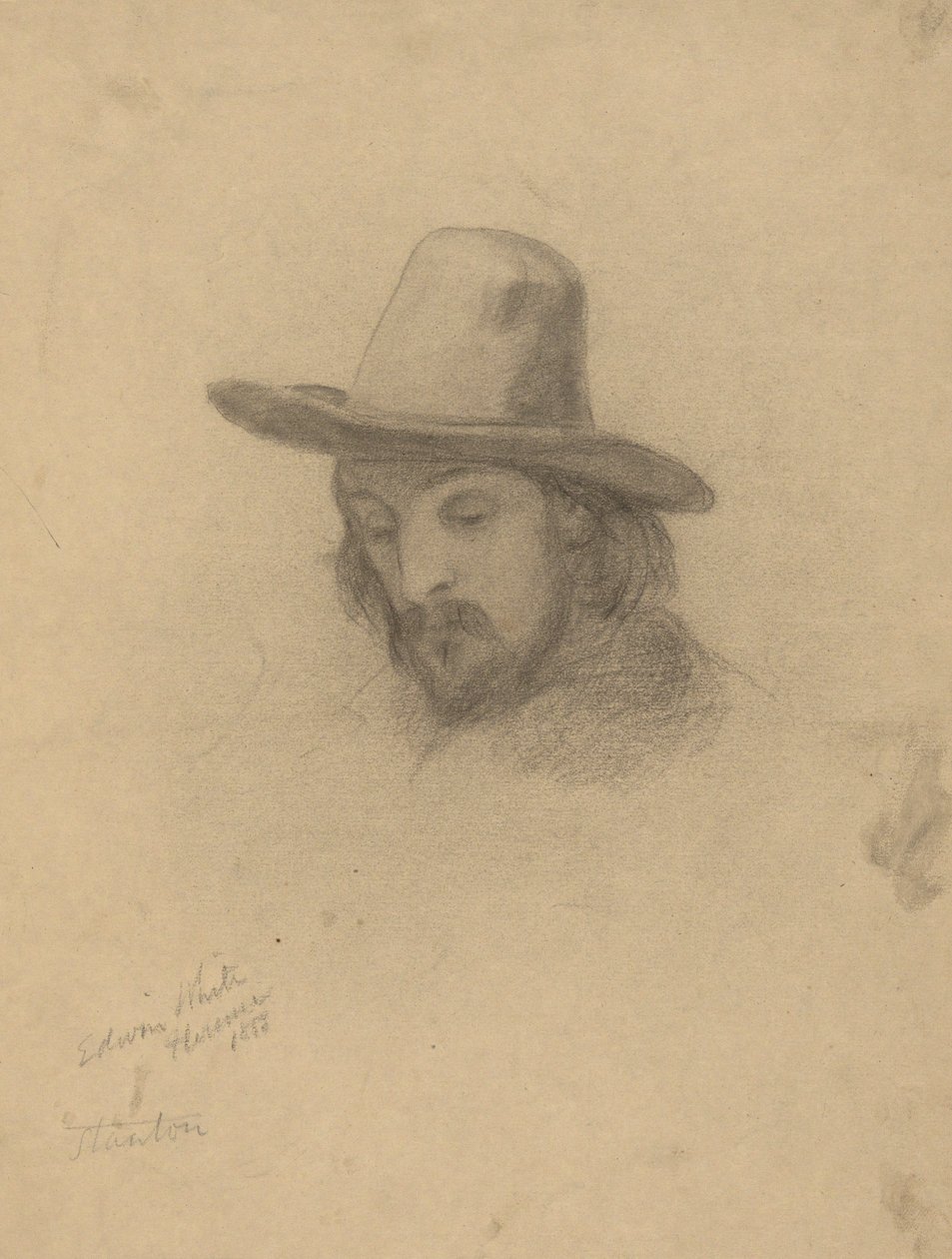 Edward Winslow, skisse for Signing of the Compact in the Cabin of the Mayflower av Edwin White