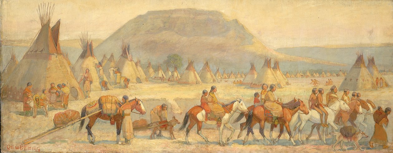 Blackfoot Camp Scene, slutten av 1800-begynnelsen av 1900-tallet. av Edwin Willard Deming