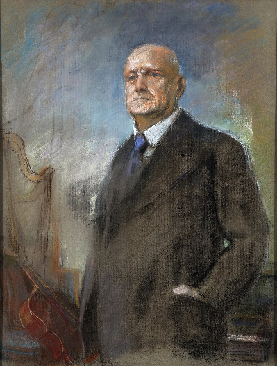 Jean (Johan) Sibelius (1865-1957) - Eero Jaernefelt (1863-1937). Pastell på papp Dimensjon : 87x51 cm Private Collection av Eero Järnefelt