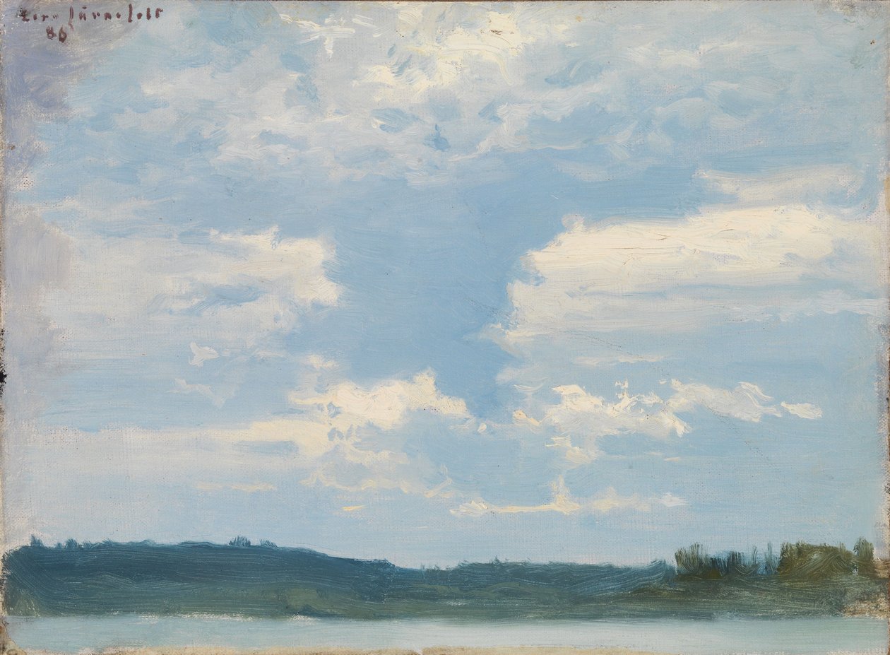 Innsjølandskap, overskyet himmel av Eero Järnefelt