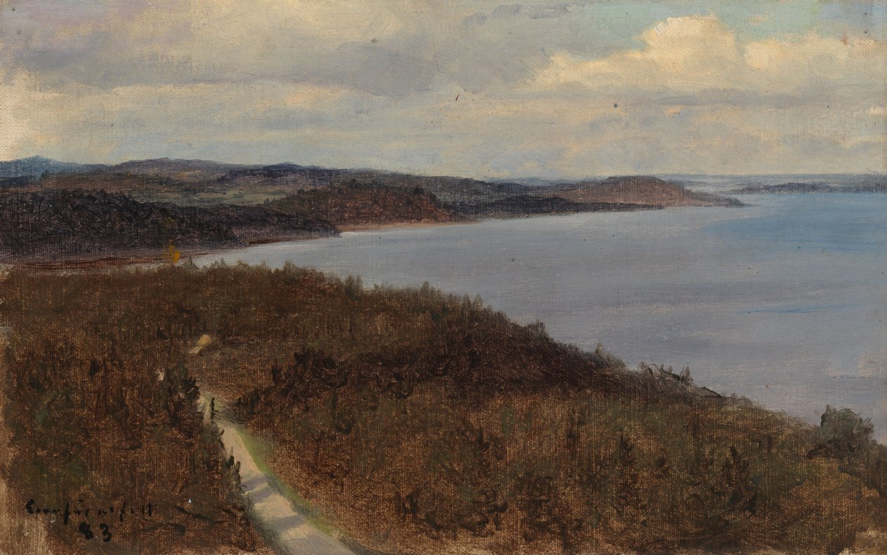 Utsikt over en innsjø og åsrygger av Eero Järnefelt