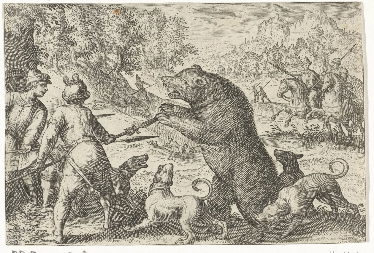 Landskap med bjørnejakt Jaktscener (serietittel) Icones Venantum Arter Varias Representantes (serietittel) av Egbert Jansz.