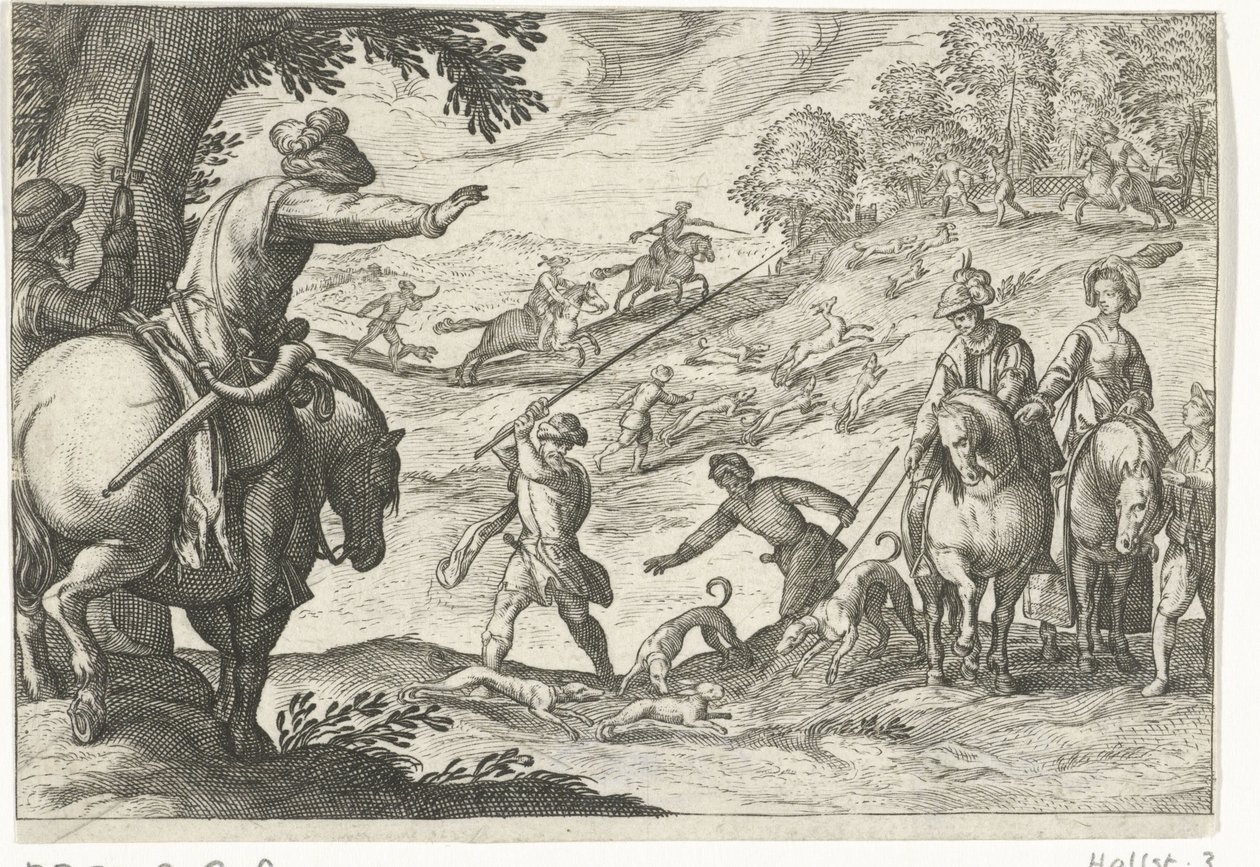 Landskap med harejakt Jaktscener (serietittel) Icones Venantum Arter Varias Representantes (serietittel) av Egbert Jansz.