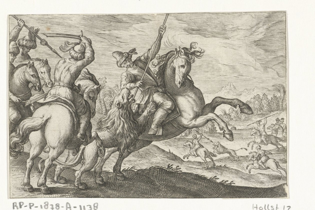 løvejakt Jaktscener (serietittel) Icones Venantum Arter Varias Representantes (serietittel) av Egbert Jansz.