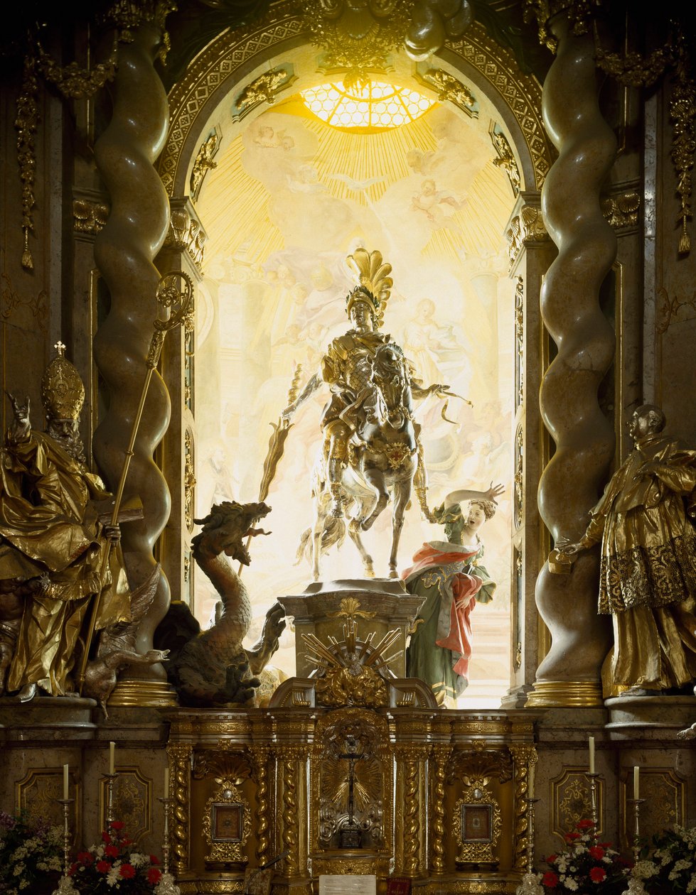 Saint George and the Dragon Church of Saints George and Martin av arkitekten Cosmas Damian Asam (1686-1739) og Egid Quirin Asam (1692-1750). 1716-1751 Weltenburg, Tyskland av Egid Quirin Asam