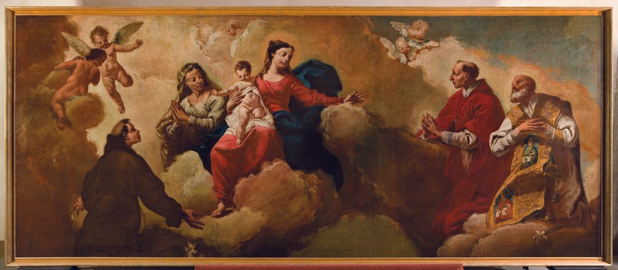 Madonna og barn med St. Anne vises til Sts. Anthony og Charles Borromeo, 1748 av Egidio dall