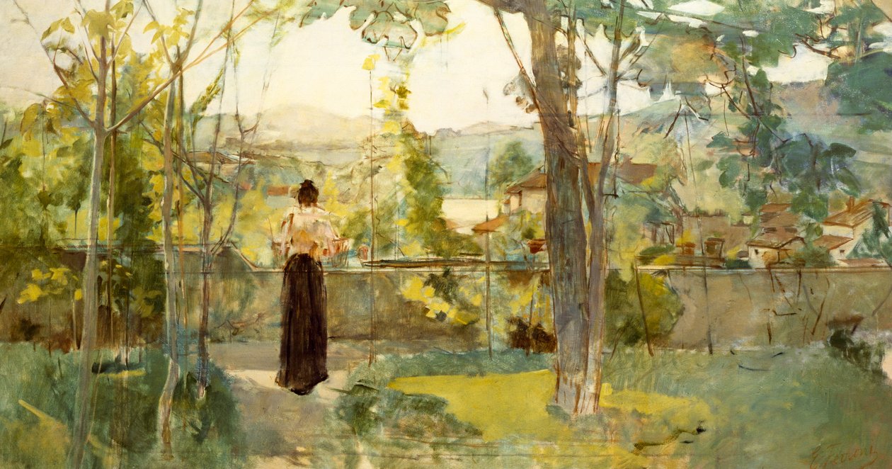 Fra min hage (i Signa), ca. 1888 (olje på lerret) av Egisto Ferroni