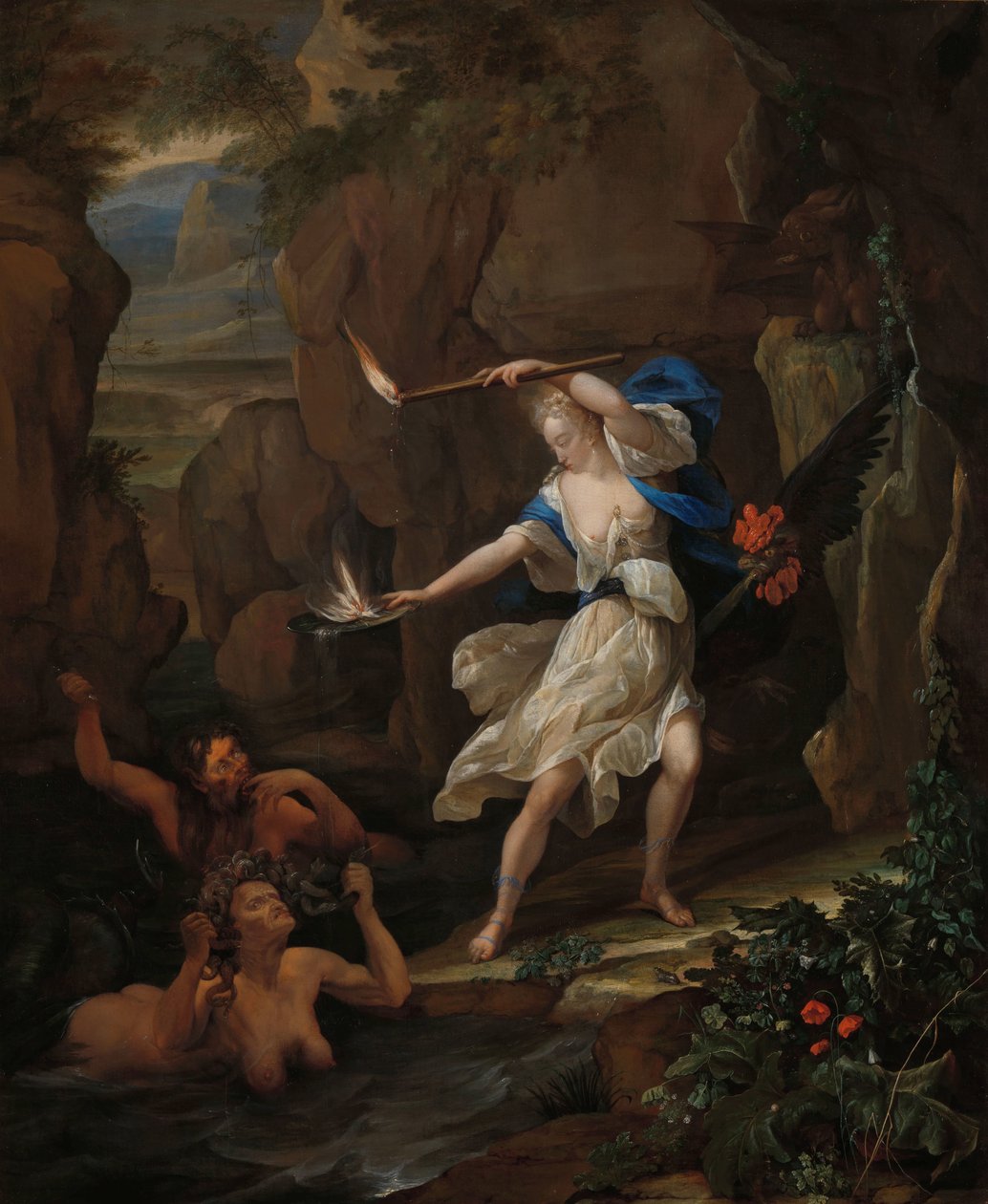 Circe straffer Glaucus ved å gjøre Scylla til et monster Circe Punishing Glaucus ved å forvandle Scylla til et monster av Eglon van der Neer