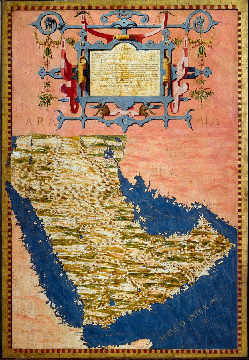 Kart over Arabia laget av Egnazio Danti (1536-1586) ca 1567 Maling av skap i rommet av geografiske kart. Palazzo Vecchio, Sala del Mappamondo Firenze av Egnazio Danti