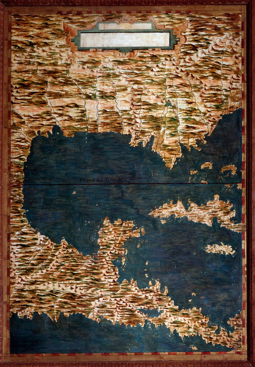 Mexico, Cuba, Florida og Jamaica Kart laget av Egnazio Danti (1536-1586) matematiker, kosmograf og italiensk arkitekt. Rundt 1567. Firenze, Palazzo Vecchio, Sala del Mappamondo av Egnazio Danti