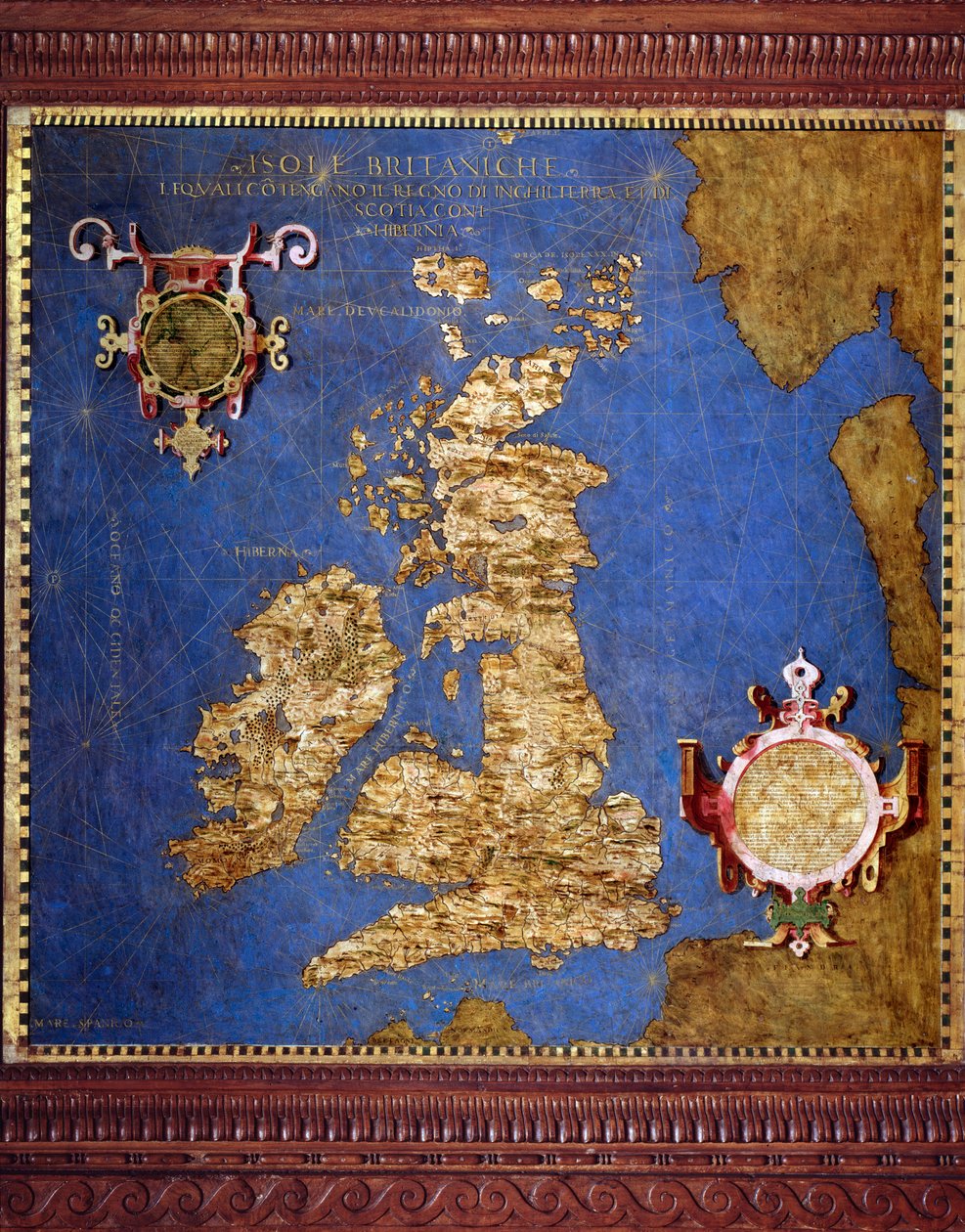 The British Isles Map av Egnazio Danti (1536-1586) matematiker, kosmograf og italiensk arkitekt. Rundt 1567. Firenze, Palazzo Vecchio, Sala del Mappamondo av Egnazio Danti