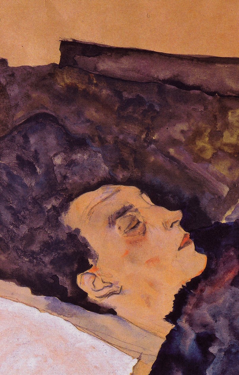 Kunstnerens sovende mor av Egon Schiele