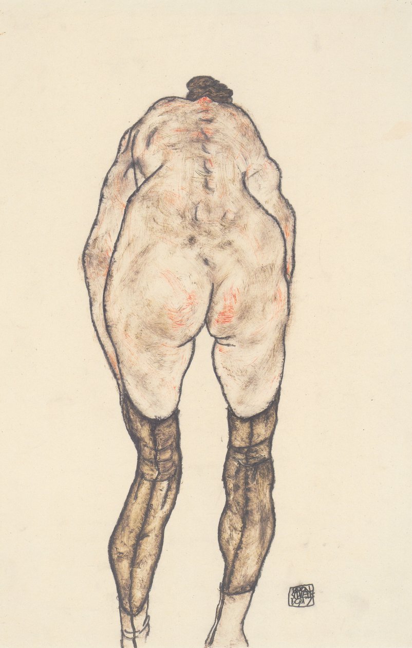 Kvinne tilbake actn av Egon Schiele