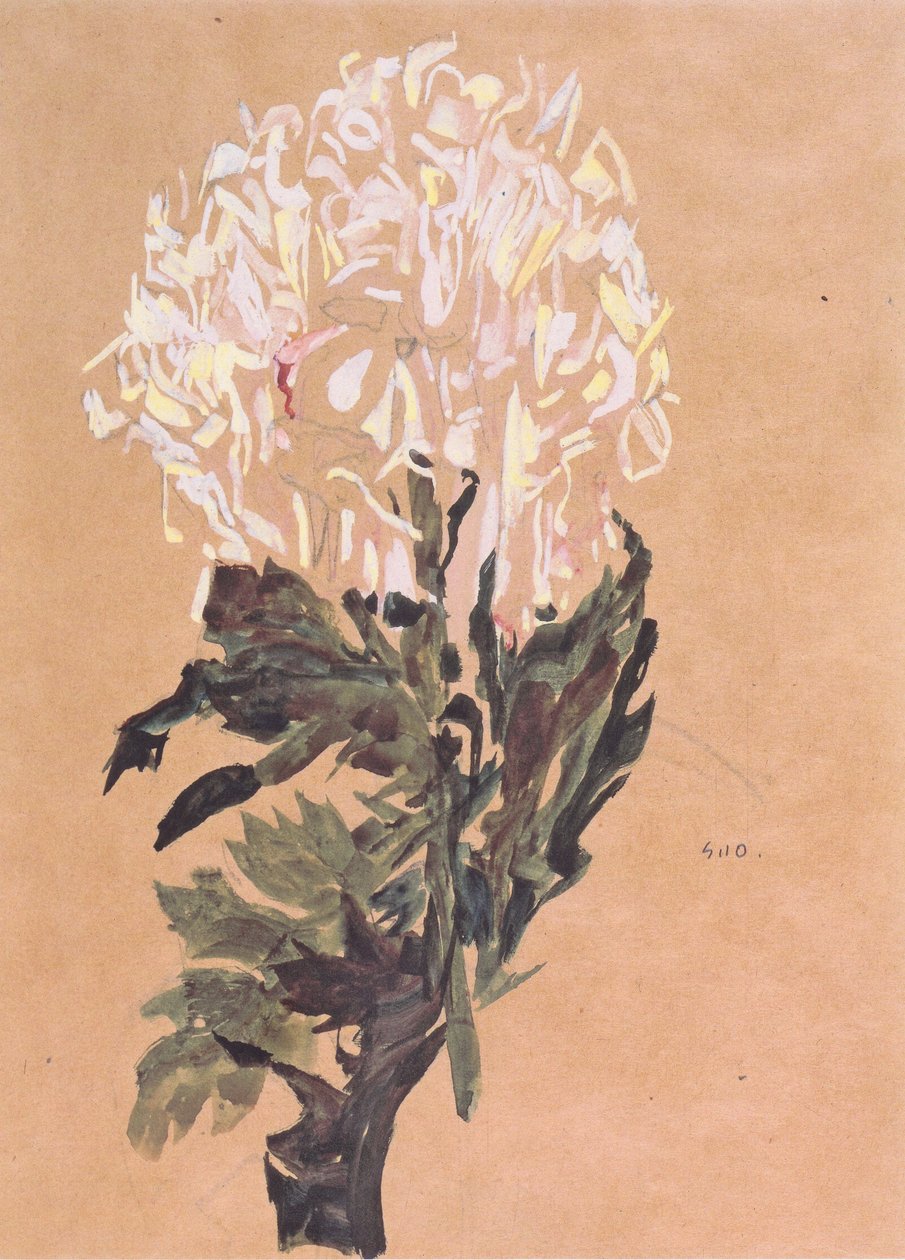 Hvit krysantemum av Egon Schiele