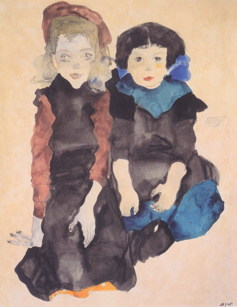To hukende jenter av Egon Schiele