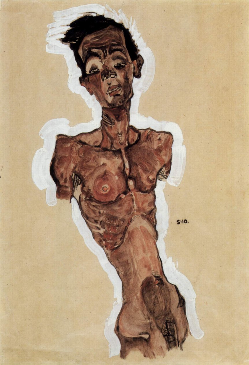 Naken, selvportrett av Egon Schiele