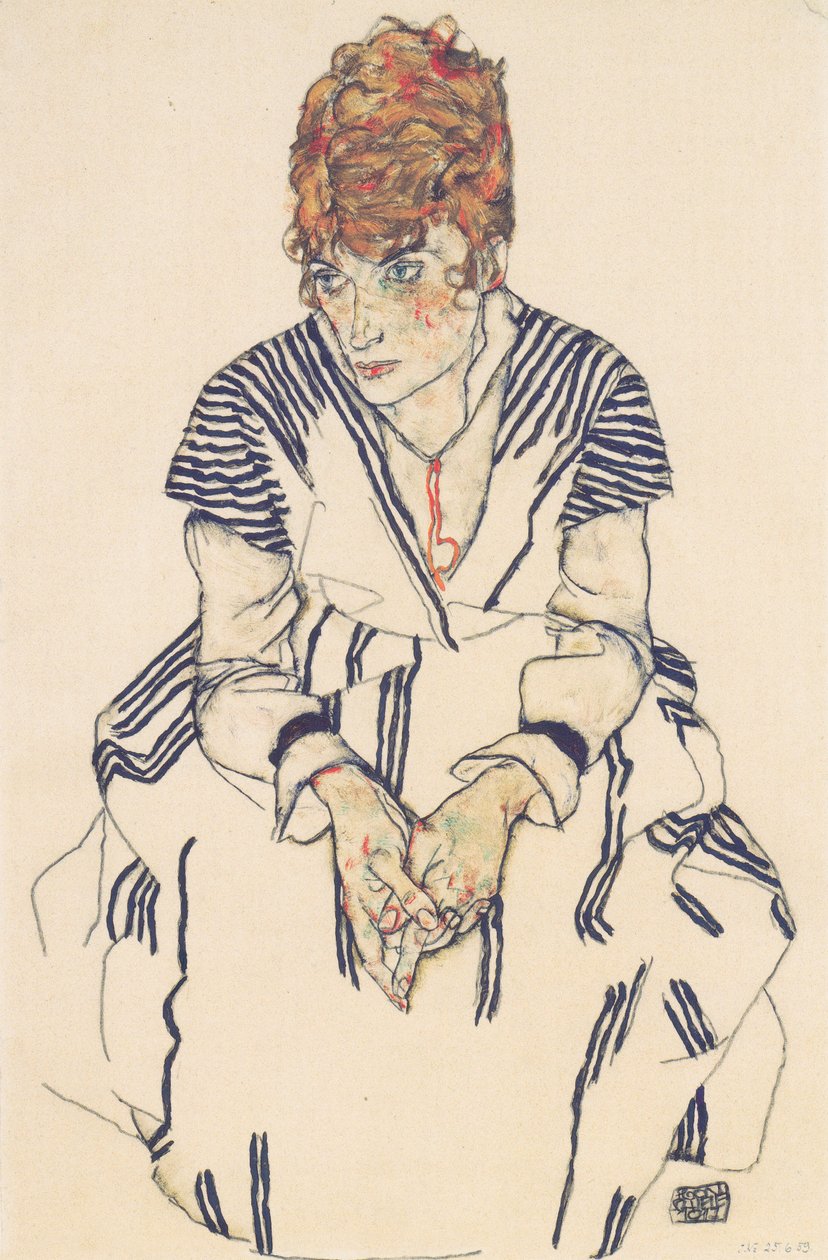 Portrett av kunstnerens svigerinne, Adele Harms av Egon Schiele