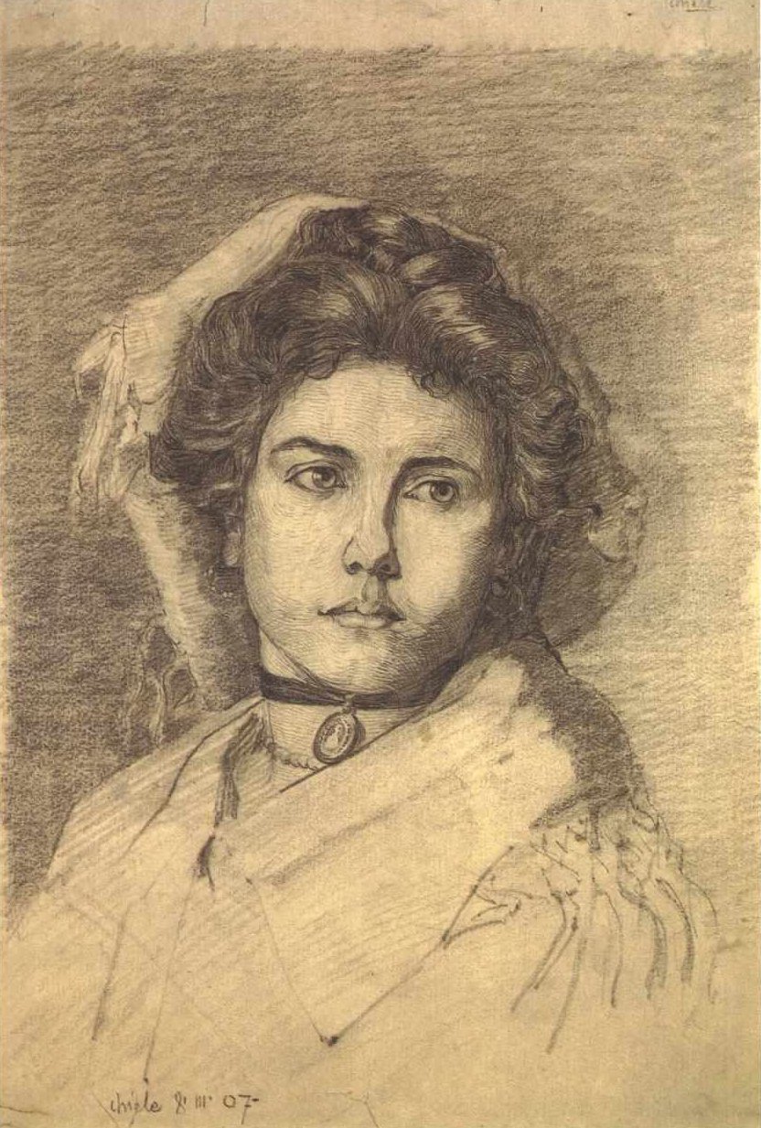 Portrett av en dame med halskjede og medaljong av Egon Schiele