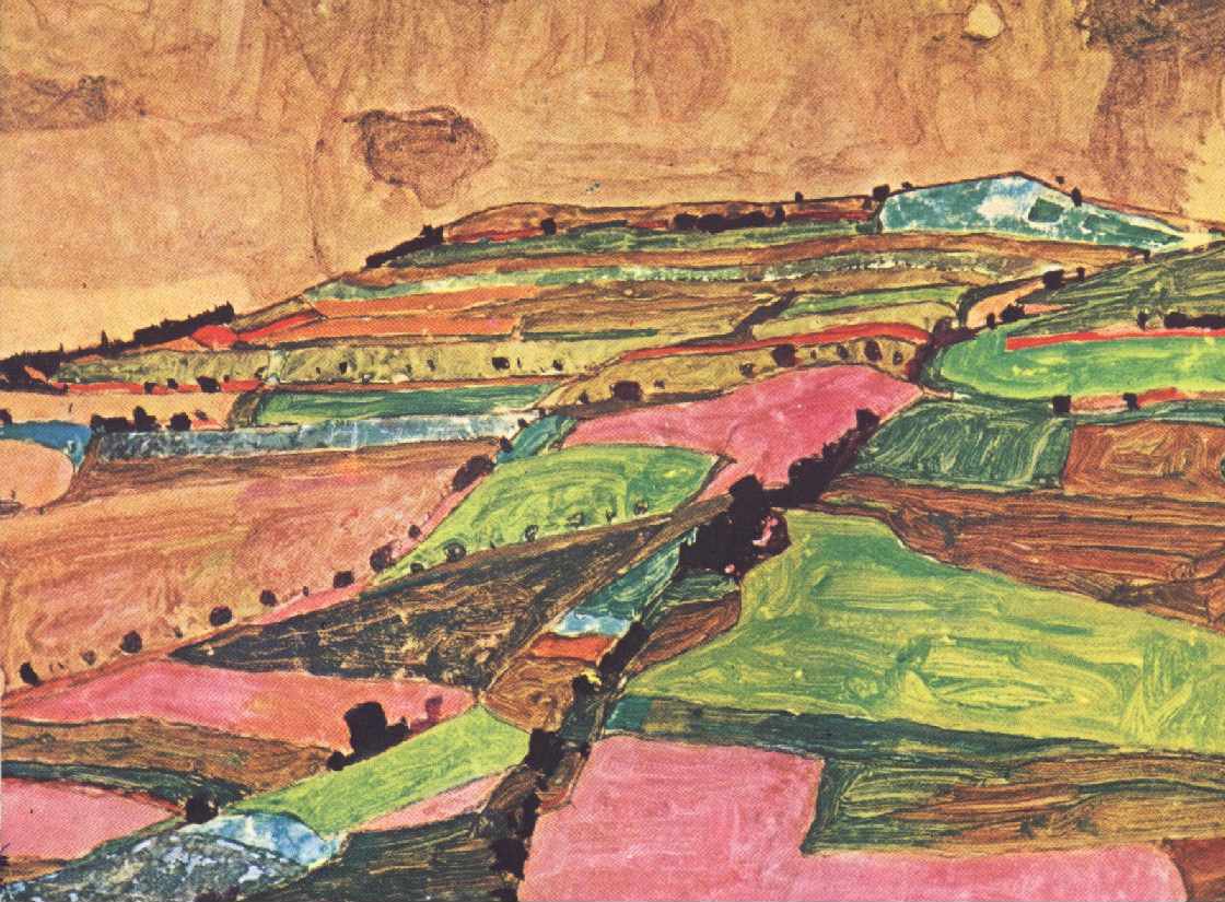 Åkerlandskap av Egon Schiele