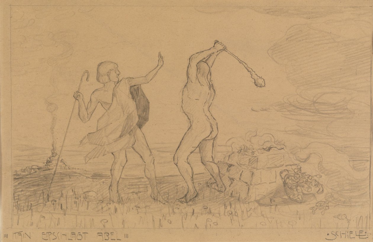 Kain dreper Abel av Egon Schiele