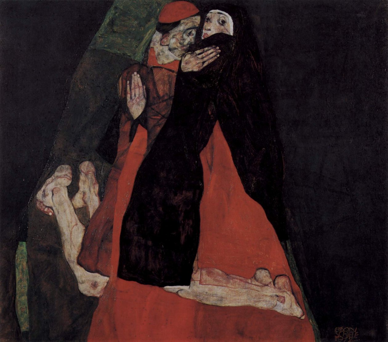 Kardinal og nonne eller kjærtegnet av Egon Schiele