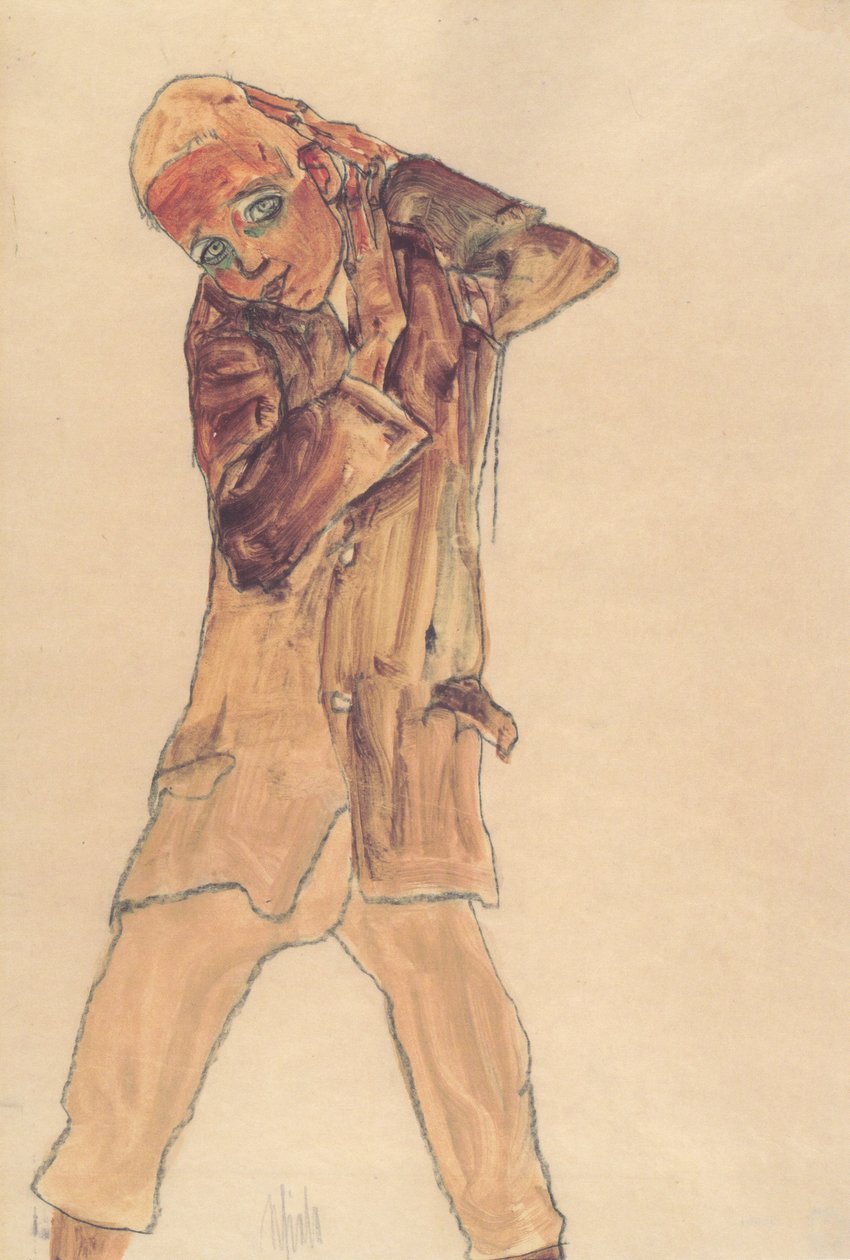 Gutt med langt skjørt av Egon Schiele
