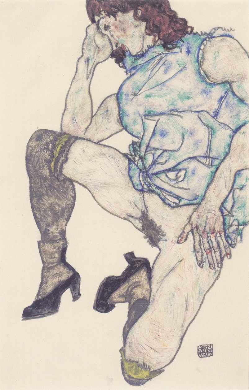 Knelende jente av Egon Schiele