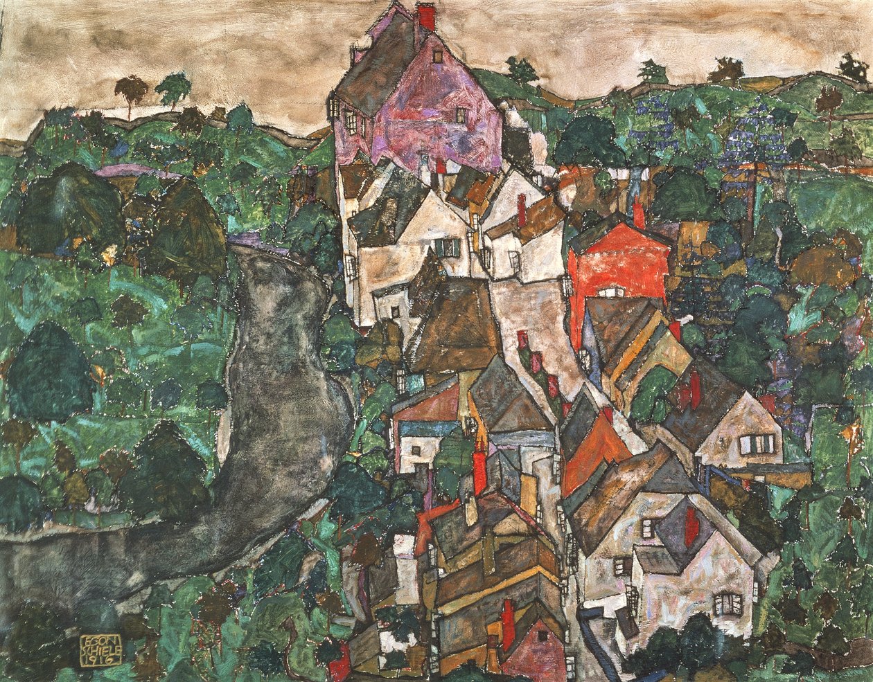 Krumau av Egon Schiele