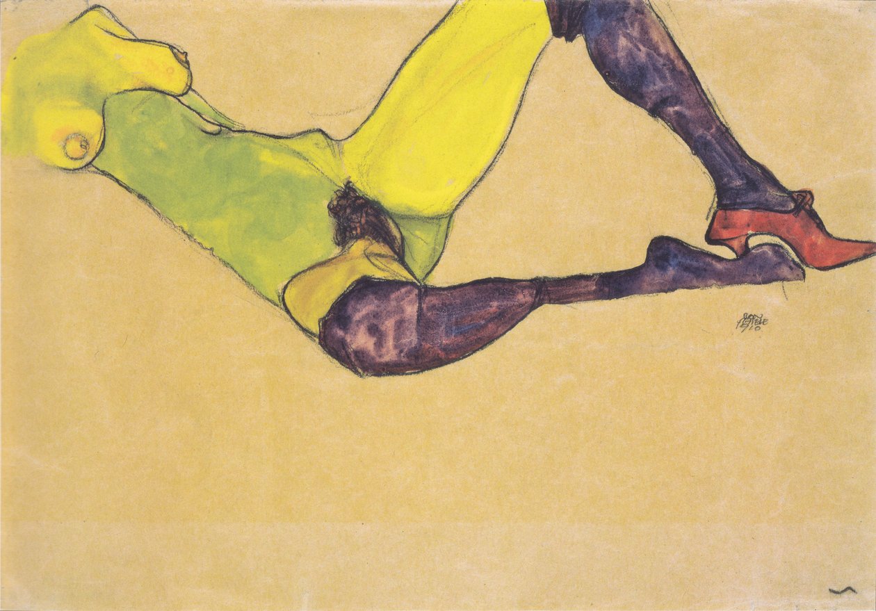 Liggende kvinnelig naken torso av Egon Schiele