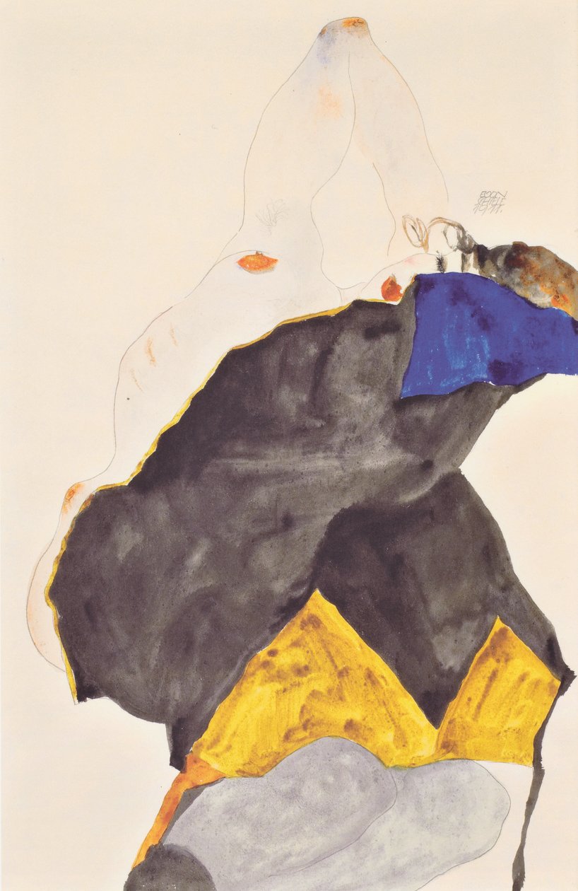 Jente med hevede albuer av Egon Schiele