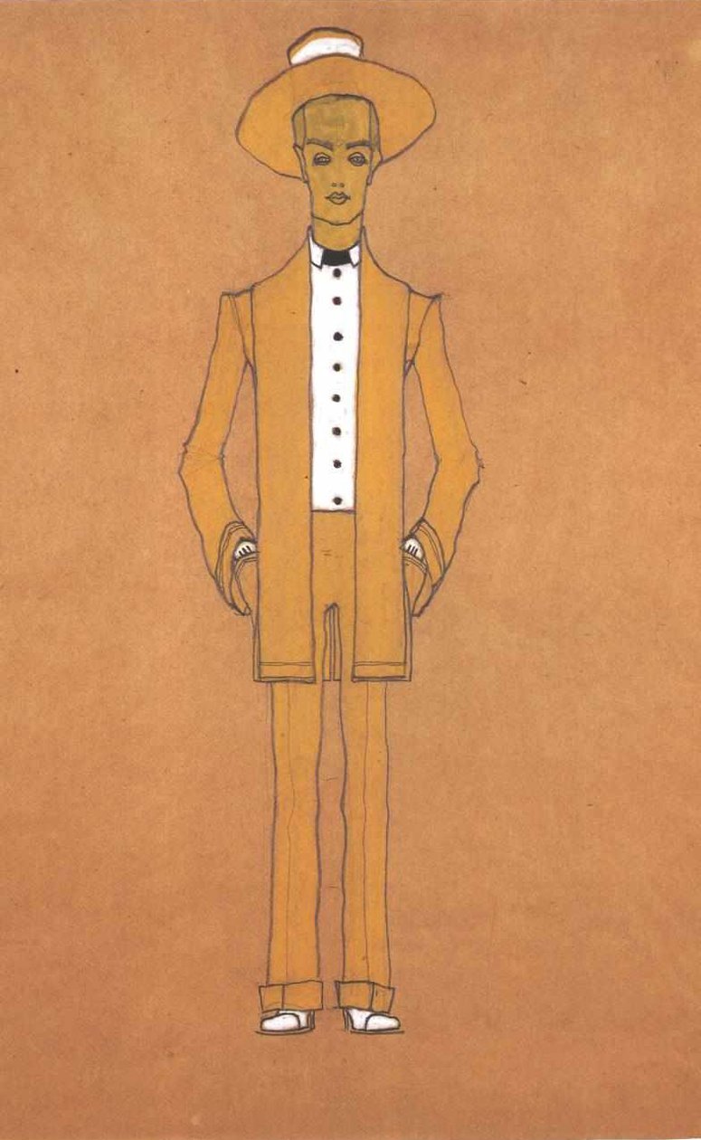 Mote design gul street dress av Egon Schiele
