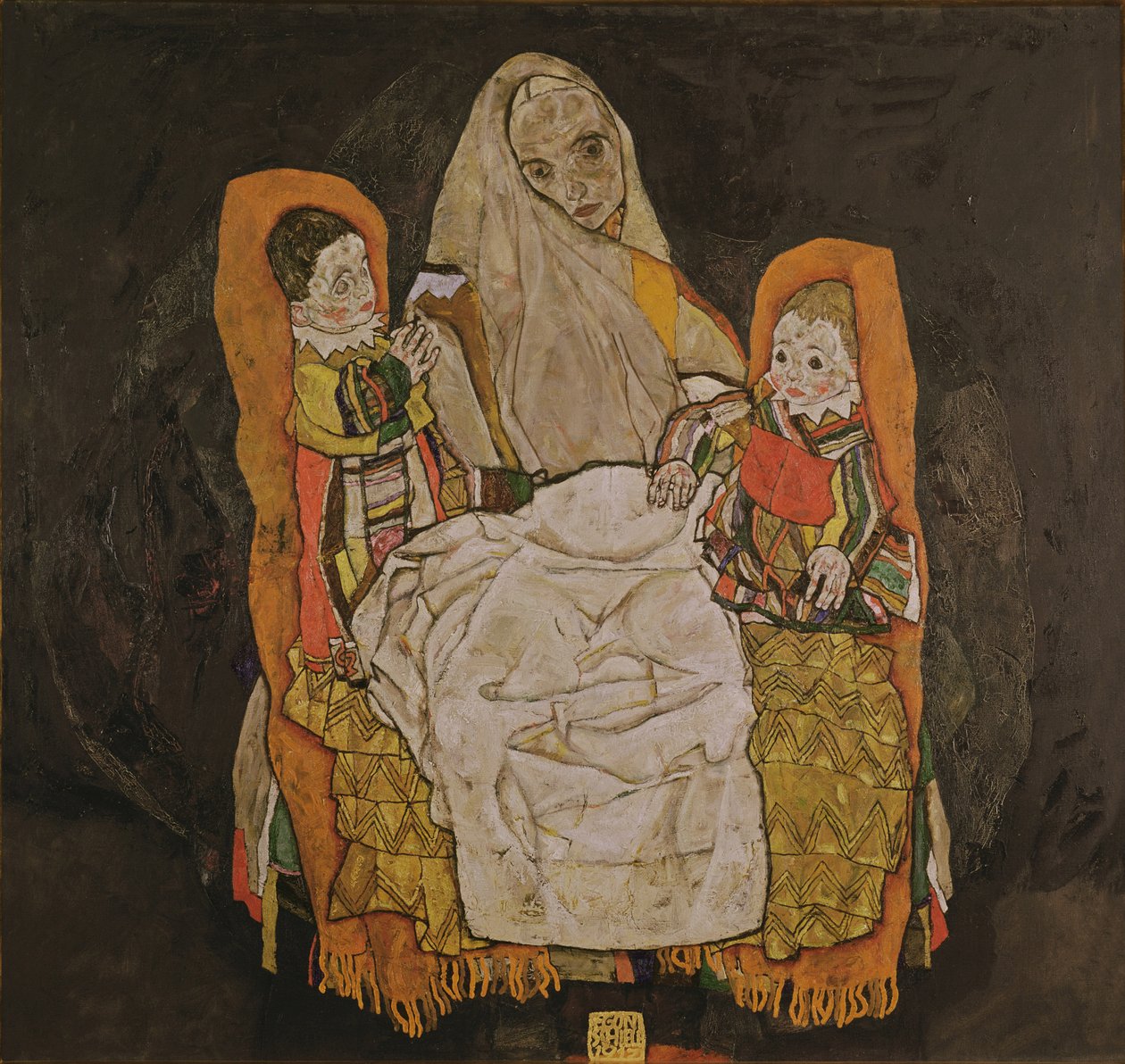 Mor med to barn, 1915-17 av Egon Schiele