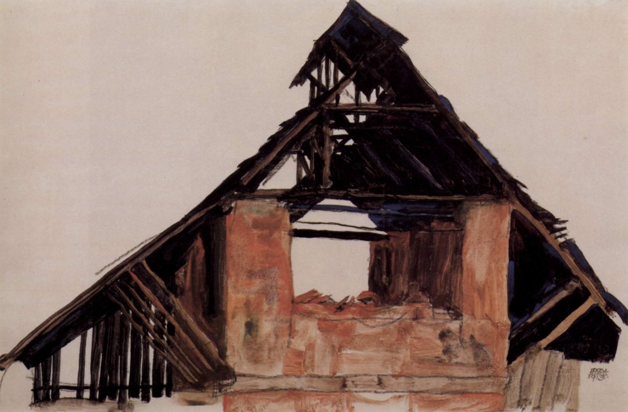 Gammel gavl av Egon Schiele