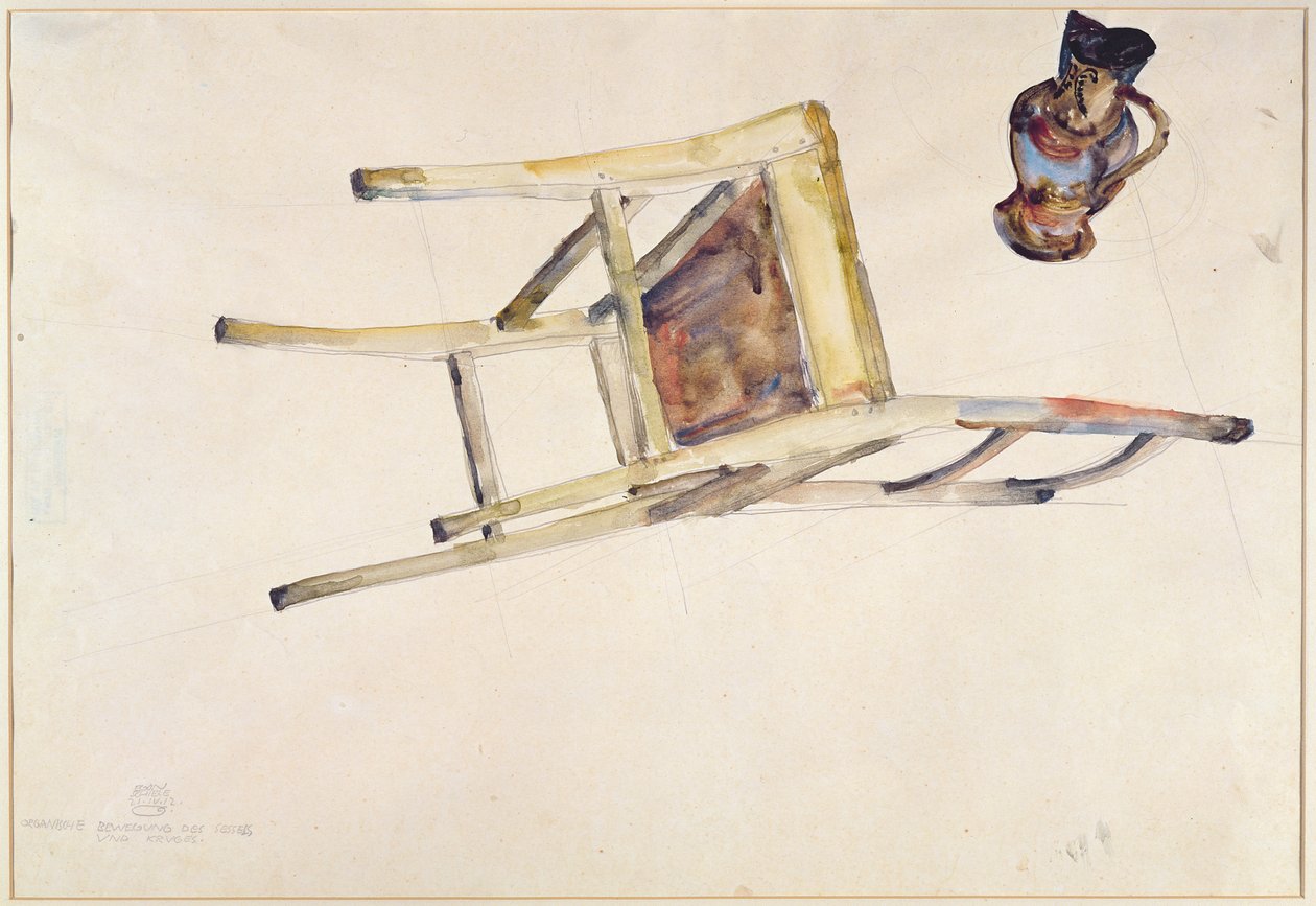 Organisk bevegelse av stol og kanne, 1912 av Egon Schiele