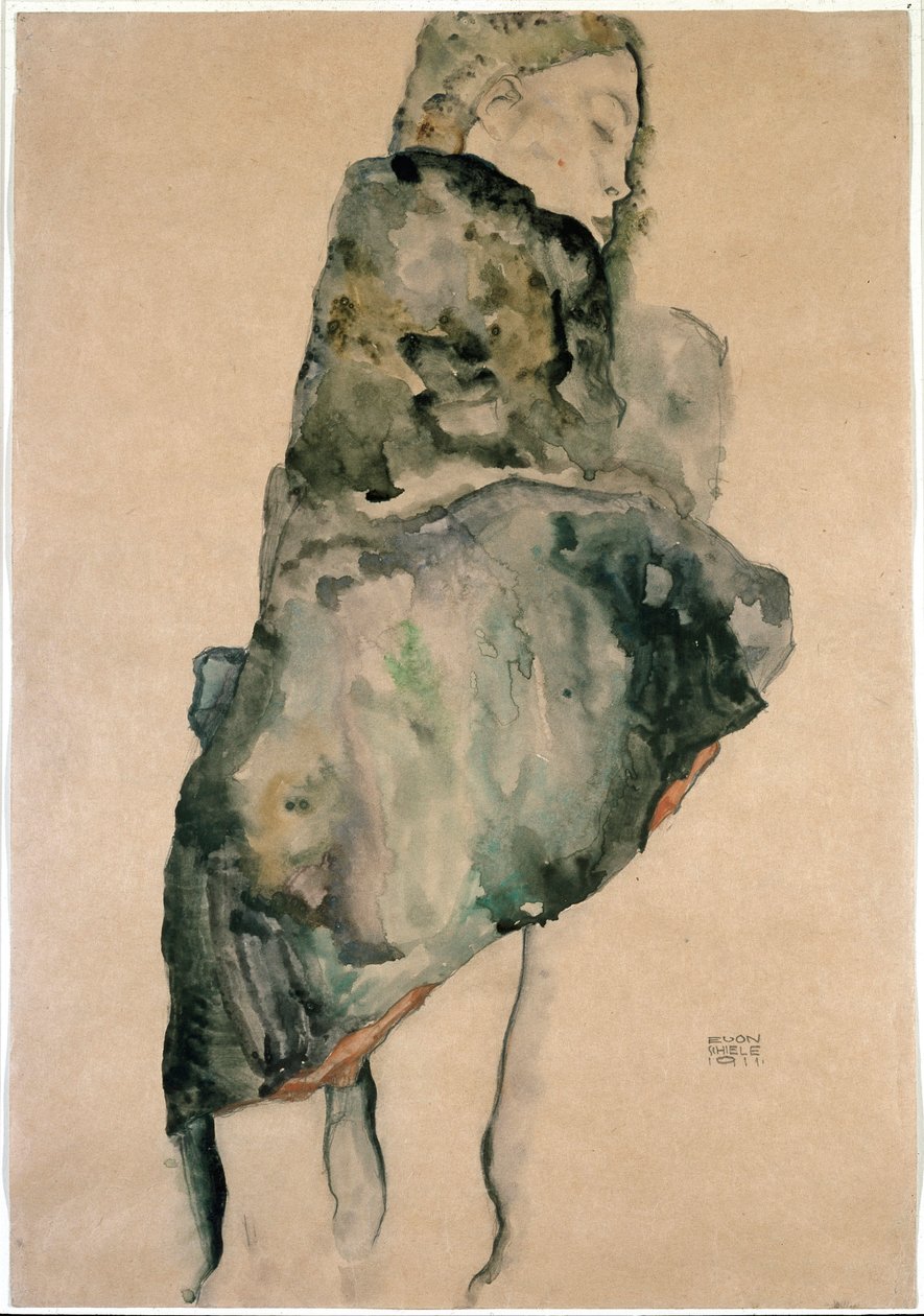 Portrett av en kvinne i stå. Tegning av Egon Schiele (1890-1918). New York, Museum of Modern Art av Egon Schiele