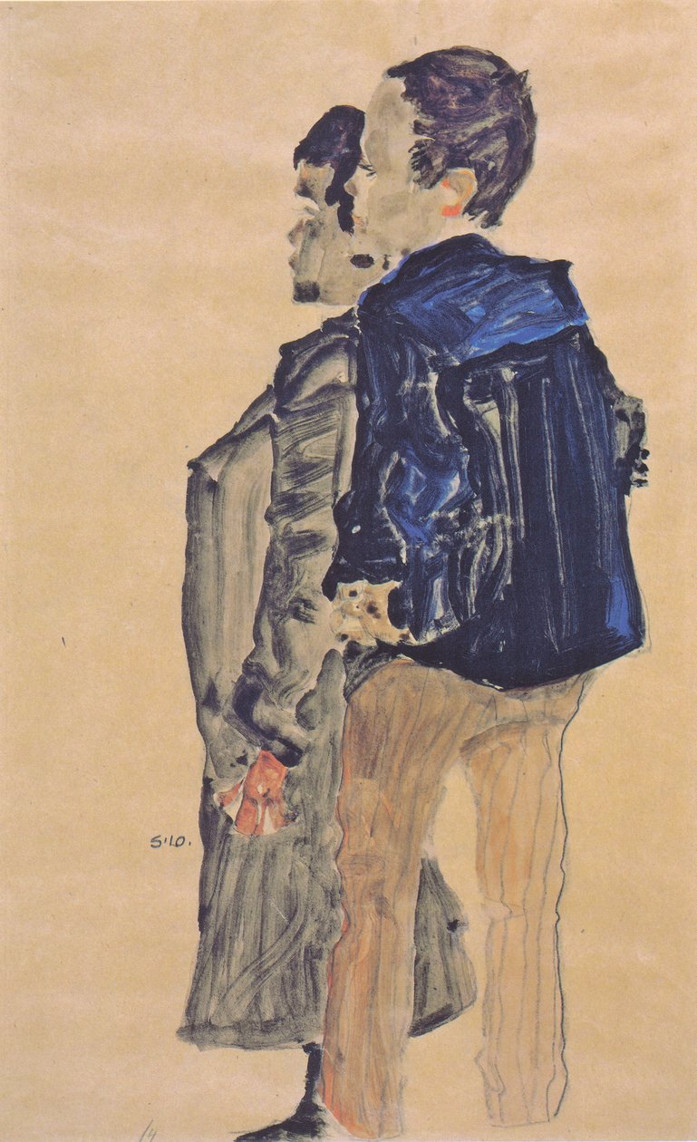 Sett bakfra av to gutter av Egon Schiele