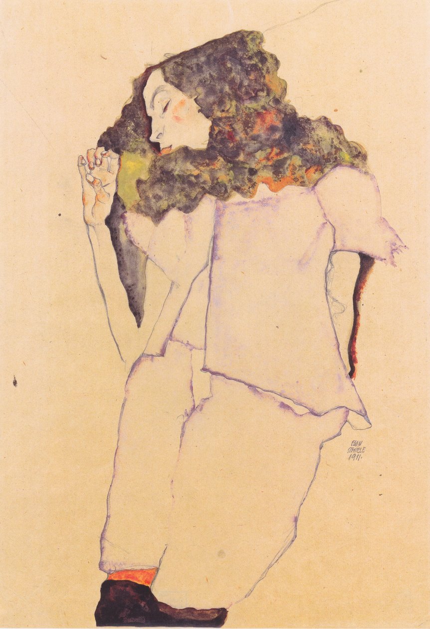Sovende jente av Egon Schiele