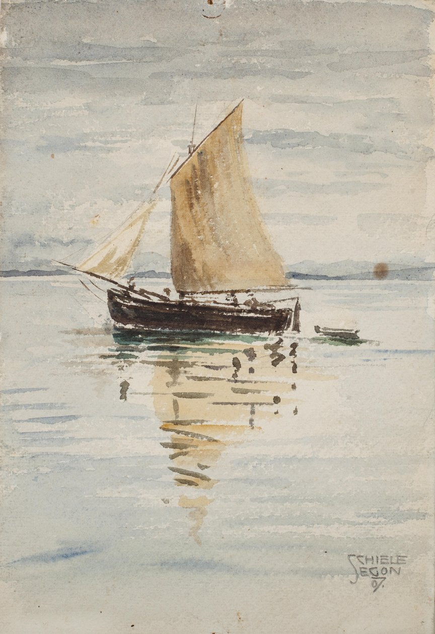 Seilskip med refleksjoner av Egon Schiele