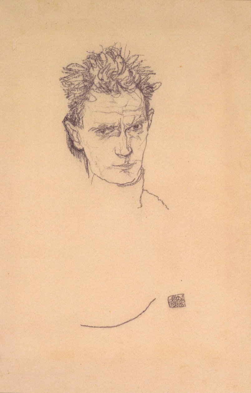 Selvportrett i uniform av Egon Schiele