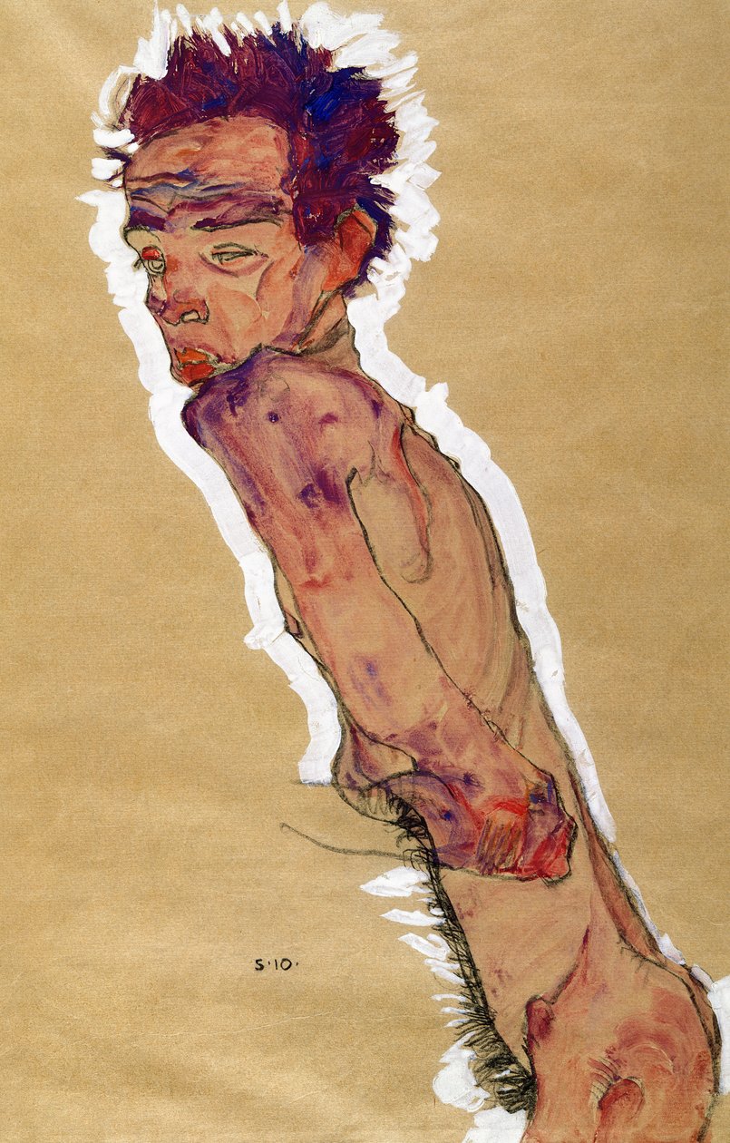 Selvportrett naken, 1910 av Egon Schiele