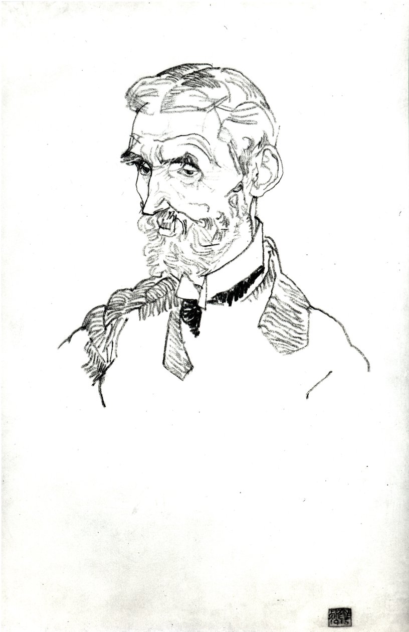 Et portrett av kunstnerens svigerfar, Johann Harms, 1915 av Egon Schiele