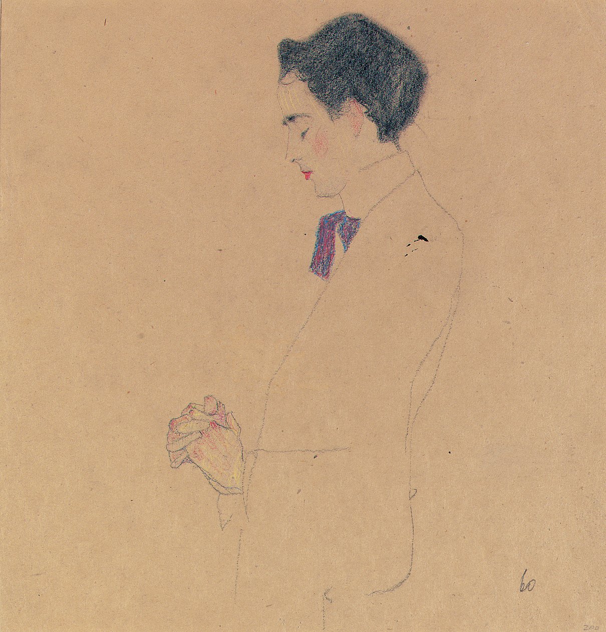 Anton Faistauer med foldede hender, 1909 av Egon Schiele