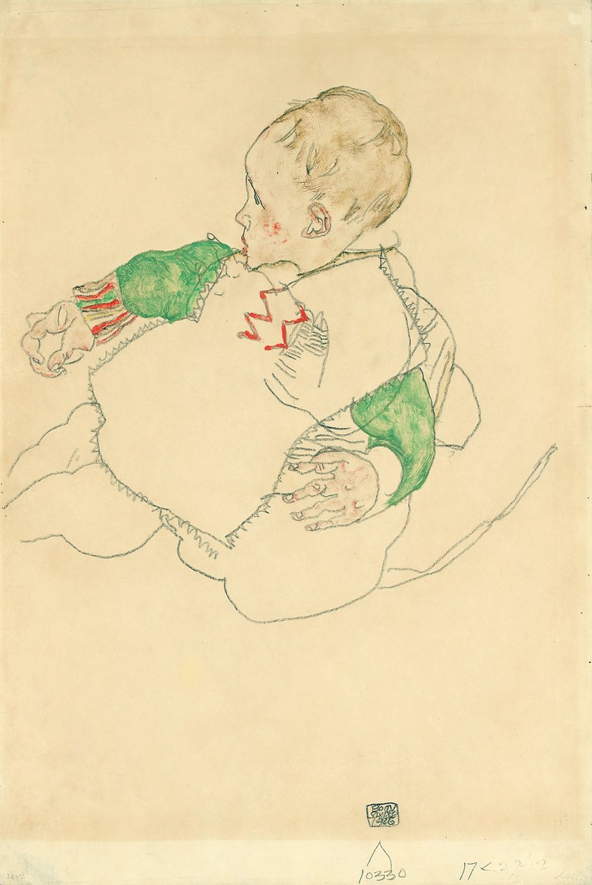 Barn med grønne ermer av Egon Schiele