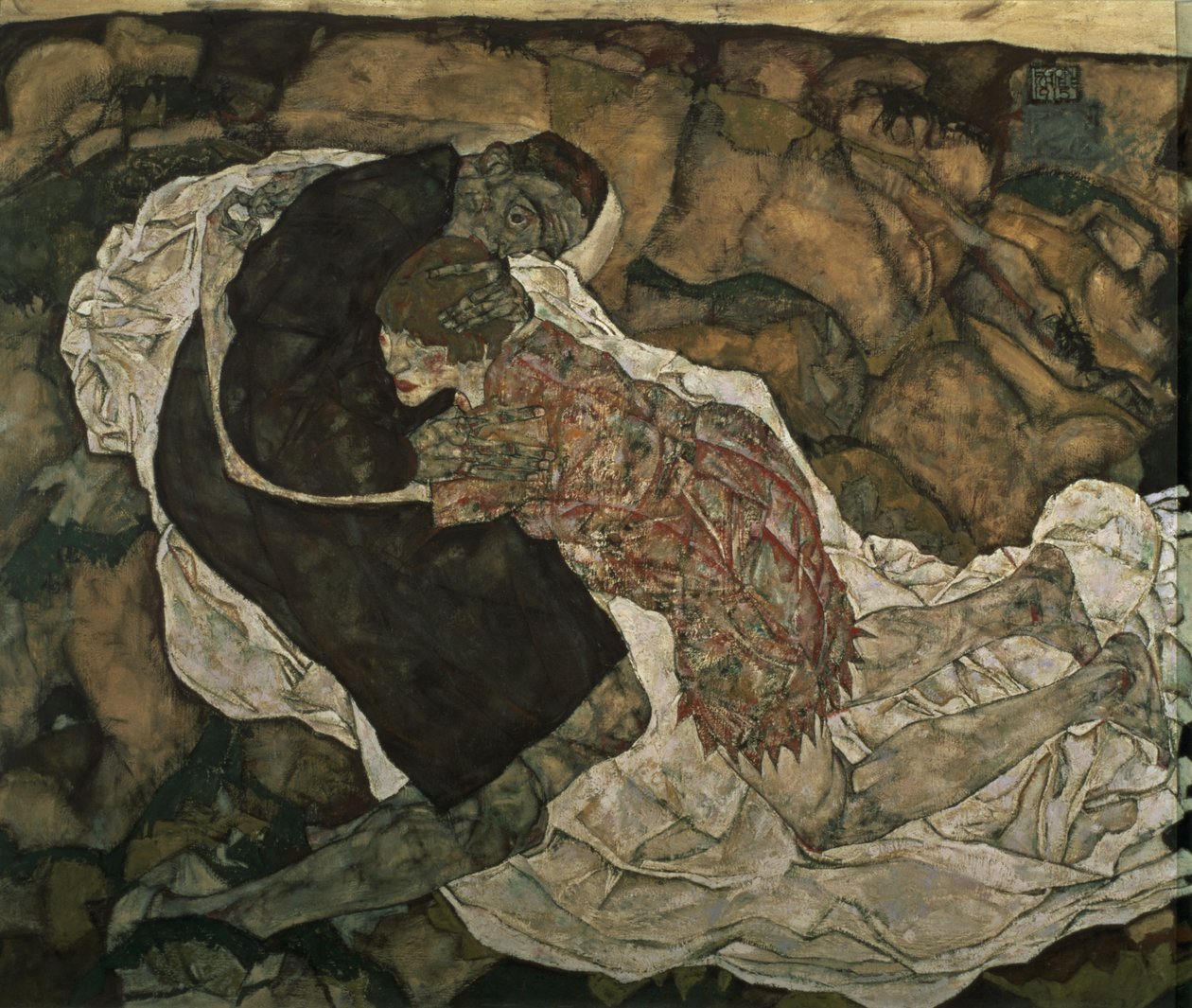 Death and the Maiden (mann og jente) av Egon Schiele