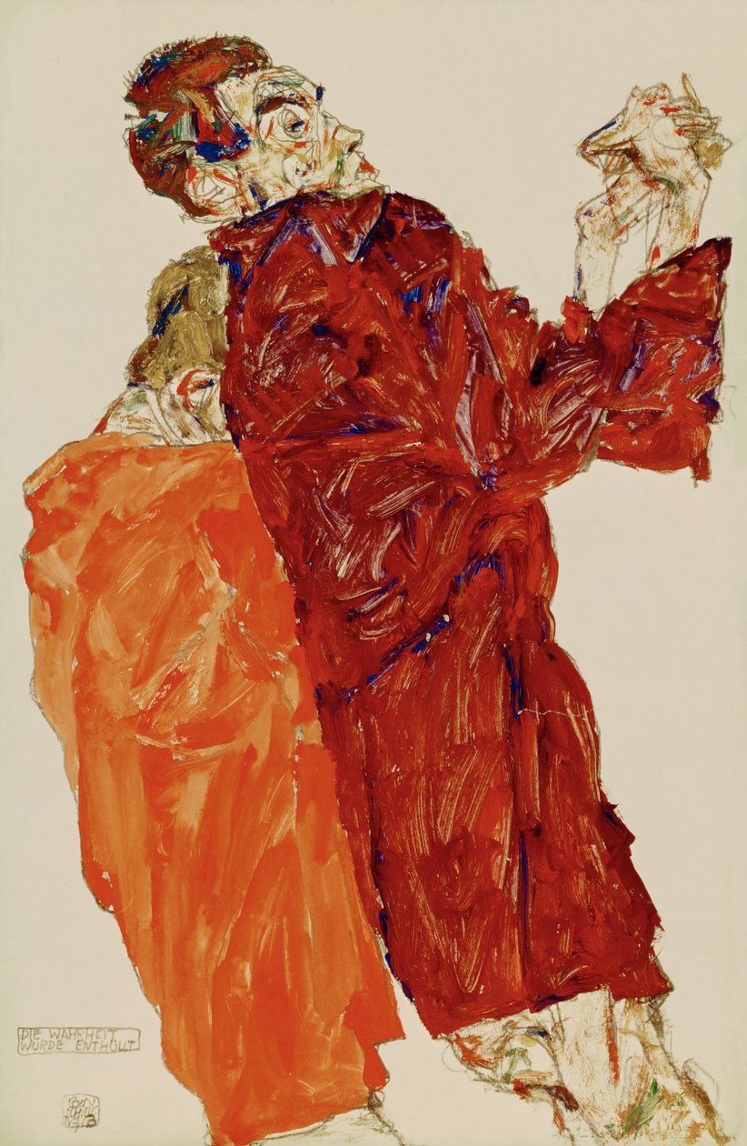 Sannheten ble avslørt (gouache, akvarell og blyant) av Egon Schiele